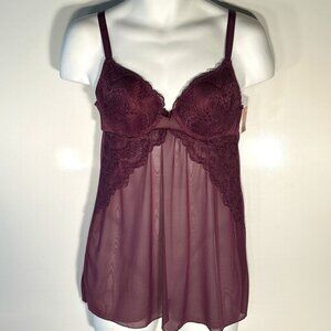 Juicy Couture NWT SZ L Purple Mesh Babydoll Gown & Thong Gift Sexy Romance